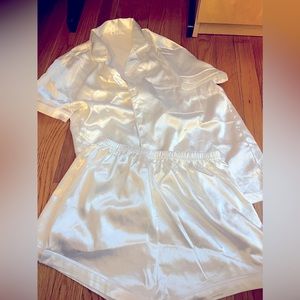 Silk white shirt pajama set